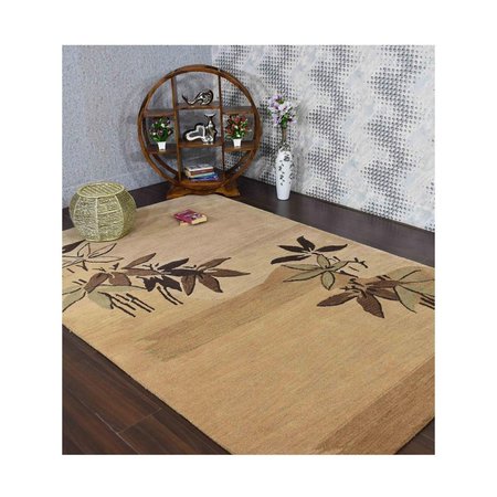 GLITZY RUGS 6 x 9 ft. Hand Tufted Wool Floral Rectangle Area RugLight Brown UBSK00905T00X04A11